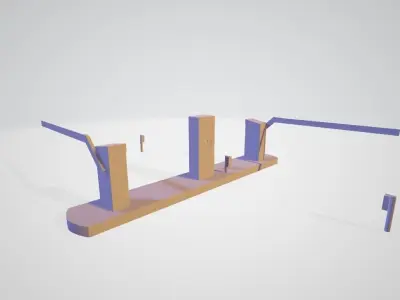 Barrier Gates Ticket Machine Parking Lot Lowpoly Low-poly 3D model