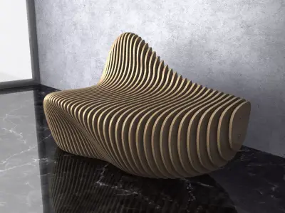 Parametric Wavy Wooden Furniture 13 -  CNC files for cutting 3D model
