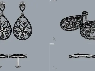 Gold Drop Earring 3D print model