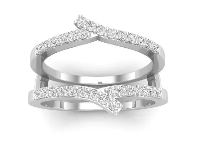 AV 509 Diamond Ladies Wedding Band Double Ring 3D print model