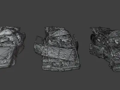 Damaged and Rusty Wrecked Cars Collection 01 Low-poly 3D model