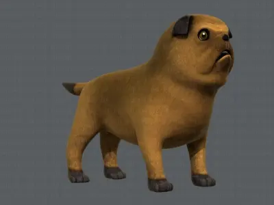 Dog base cartoonV04 Low-poly 3D model