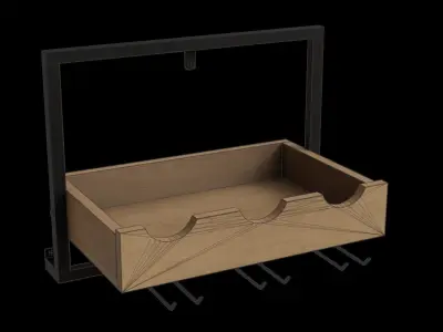 Wall Mounted Wine Bottle And Stemware Rack Low-poly 3D model