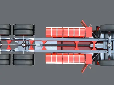 Industrial Truck with Trailers Low-poly 3D model