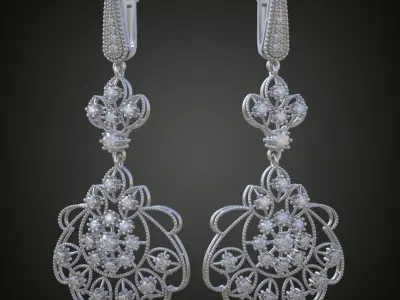 Earring 3D model 3D printable model 0102-49 Free 3D print model