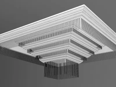 Box Chandelier with Crystal Hanging 3D model