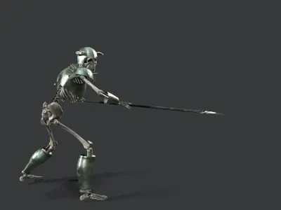 Skeleton Warrior 3 Low-poly 3D model