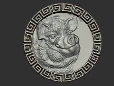 wild boar head 3D print model