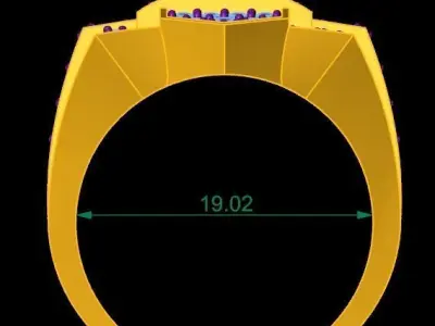 Luxury Square Gemstone Diamond Ring for Men 322 3D print model