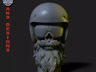 Biker skull version 6 Penholder and flowerpot 3D print model