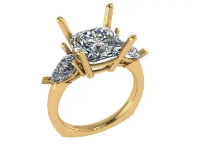 Thrinity ring center pear shape on each side with europian shank 3D print model