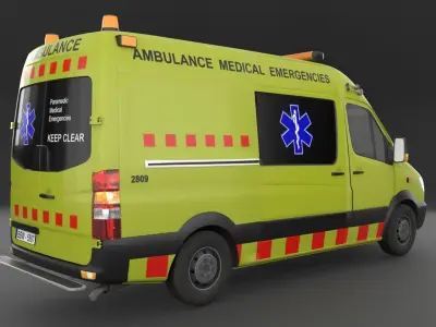 Ambulance Rigged Low-poly 3D model