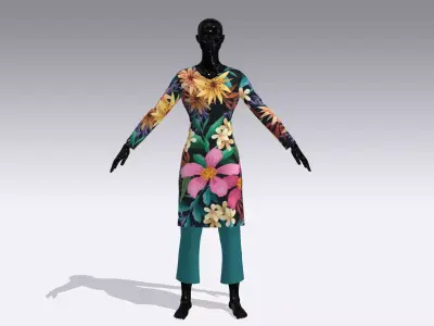 Female Cloth Dress Low-poly 3D model 3