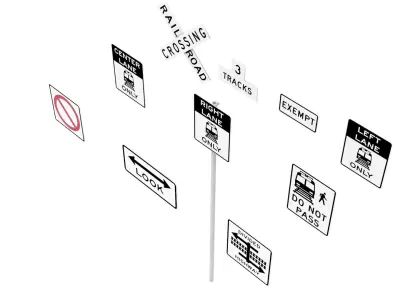 Road Sign US R15 Series Rail And Light Rail 3D model