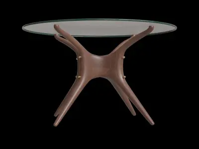 Walnut Round Dining Table Low-poly 3D model
