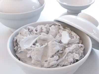 Gyudon and Donburi bowl with lid - Japanese Beef Rice Bowl Low-poly 3D model