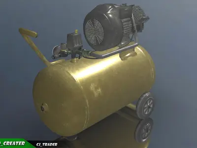 Modular Air Compressor Lowpoly PBR 3D Model Low-poly 3D model