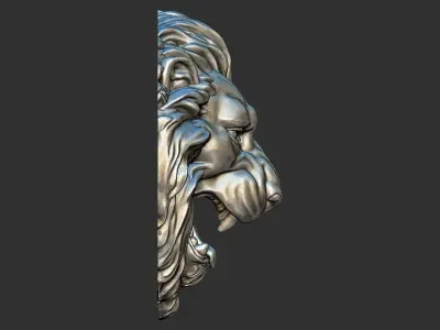 lion head open mouth relief 3d printable model cnc  3D print model