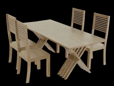 Table set Pack 09 Low-poly 3D model