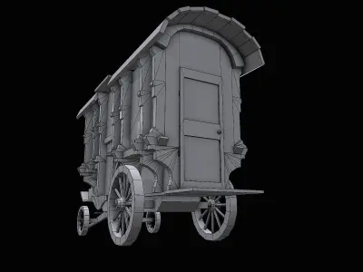 Low poly wagon Low-poly 3D model