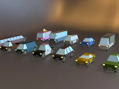 Cars Pack Low Poly Low-poly 3D model