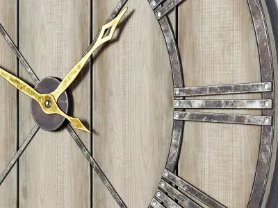 Decorative Rustic Wall Clock Low-poly 3D model