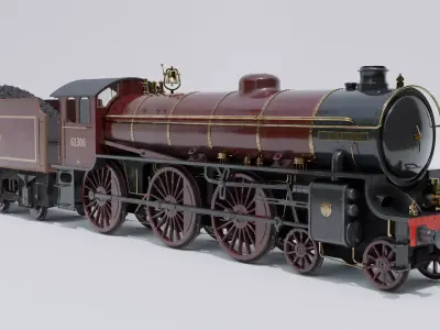 Steam Train Low-poly 3D model