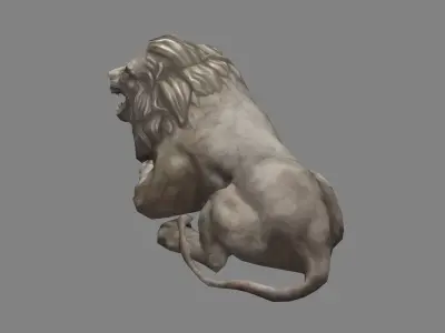 Stone Lion Sculpture - Lying Lion Low-poly 3D model