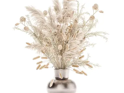 Luxury bouquet of reeds pampas grass and dried flowers 234 3D model