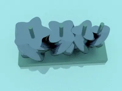 twisted lobed gears 2teeth 3teeth 4teeth 5teeth 3D print model
