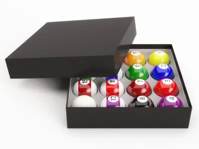 Pool Balls In Paper Box 3D model