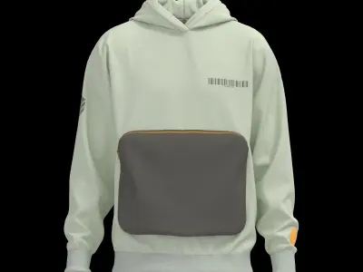 Male hoodie pocket zipper print logo 3D model