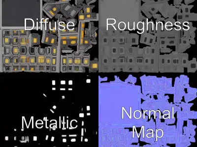 Hexagonal Light Grid model pack with illuminated tiles design Low-poly 3D model