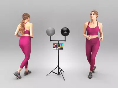 Pretty young woman running 331 Low-poly 3D model