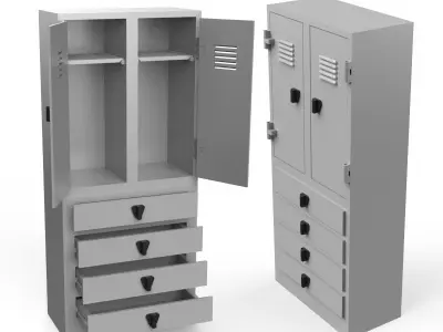 Locker metal with three drawers 3D print model