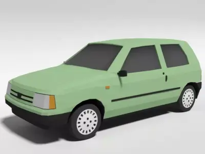 Low Poly Cartoon Fiat Uno 1983 Car Low-poly 3D model