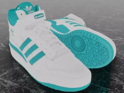  ADIDAS FORUM MID - TURQUOISE 3D SHOES Low-poly 3D model
