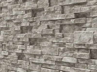 Brick stone wall granite many n3 3D model