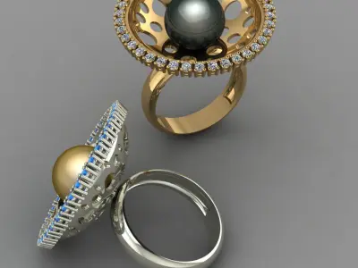 Ring with stone  3D print model