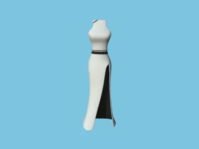 Black White Female Dress - Woman Character Design Fashion Low-poly 3D model
