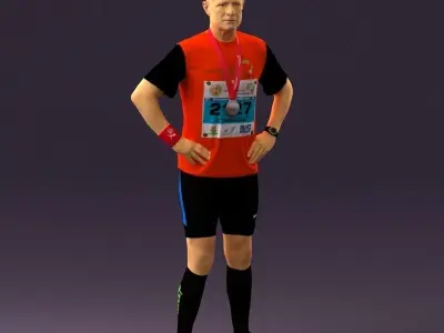Man in red runner uniform 0916 3D model