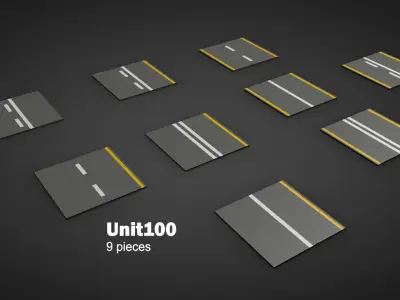 Road Patterns with Markers Low-poly 3D model