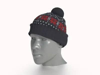 UNISEX WINTER HAT WITH POMPOM Low-poly 3D model