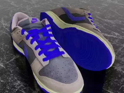 NIKE DUNK 3D SHOES - BLUE Low-poly 3D model