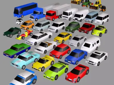 Super Low Poly Vehicles Low-poly 3D model