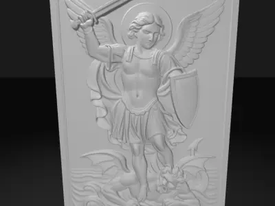 St Michael the Archangel Defeating Satan High Relief Wall Art  3D print model