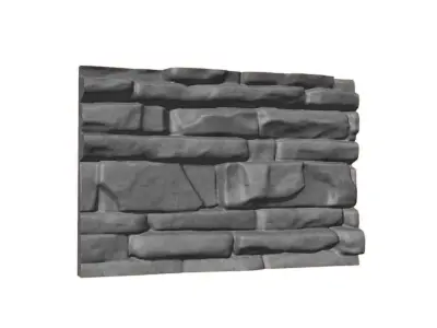 Rough Limestone Block Wall 3D model