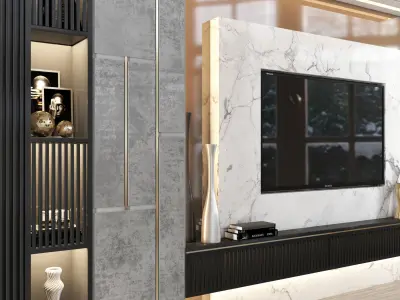 tv wall 02 Low-poly 3D model