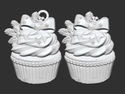 christmas cupcake decor  3D print model