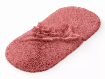 Pink oval sheepskin rug 3D model